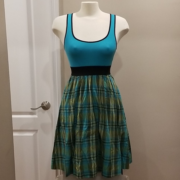 Kensie Tank Teal Tartan Summer Dress - Picture 1 of 8
